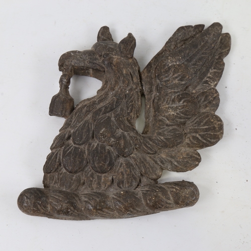 137 - A 19th century solid cast lead phoenix design fire mark, height 20cm