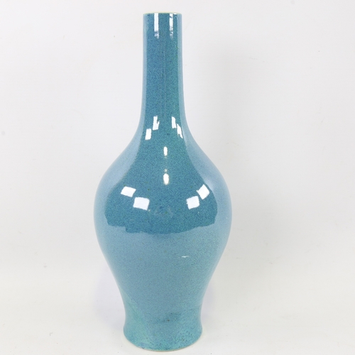 142 - A Chinese blue speckle robin's egg glaze porcelain narrow-neck vase, height 30cm