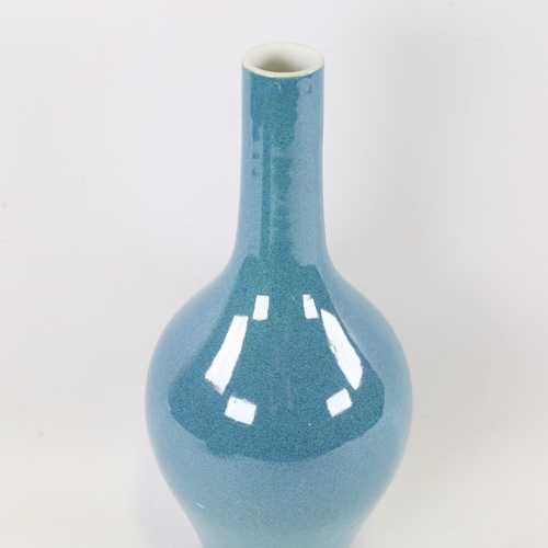 142 - A Chinese blue speckle robin's egg glaze porcelain narrow-neck vase, height 30cm