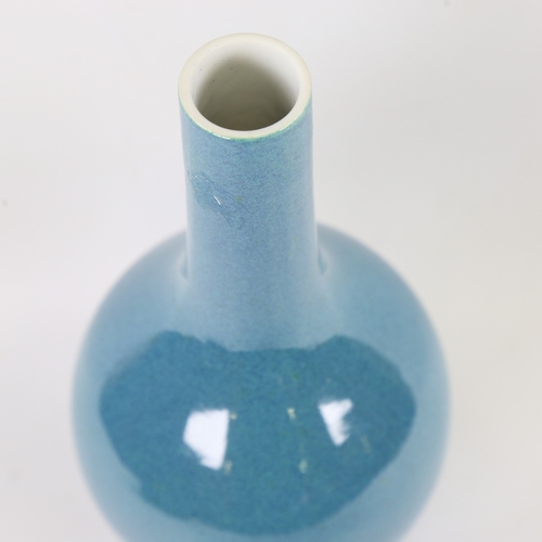 142 - A Chinese blue speckle robin's egg glaze porcelain narrow-neck vase, height 30cm