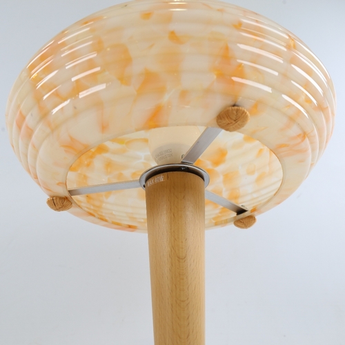 148 - SCANDI-FRANCAIS LUMIERE ET GLASS, table lamp with 1930s' English shade in marbled peach and white gl... 