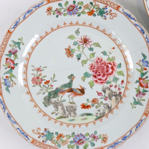 154 - 2 Chinese famille rose porcelain plates, diameter 23cm, A/F