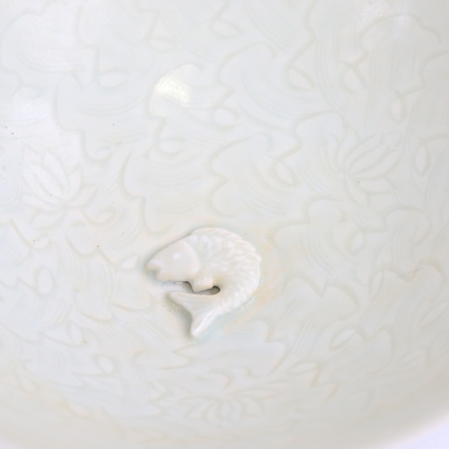 164 - A Chinese celadon glaze porcelain bowl with relief fish centre, diameter 20cm