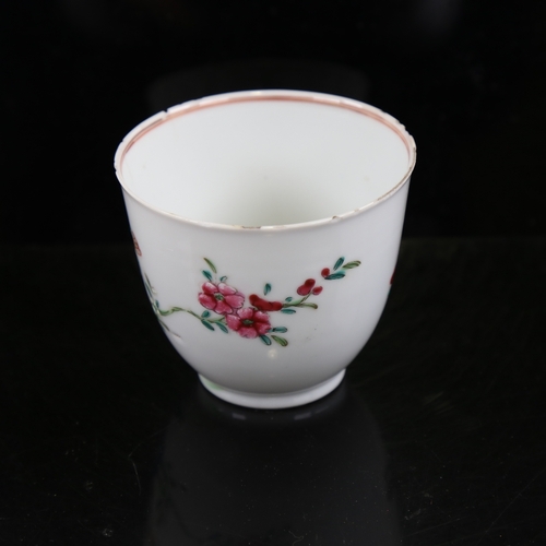 169 - A Chinese white glaze porcelain bowl with painted enamel decoration, height 7cm, A/F