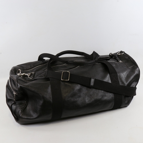 176 - DOLCE & GABBANA - a black leather holdall with shoulder strap, length approx 60cm