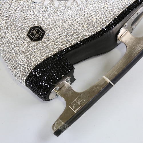 178 - TRESOR PARIS - a pair of unique rhinestone encrusted handmade performance ice skates, size 38, in pr... 