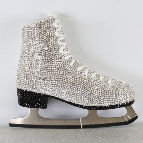 178 - TRESOR PARIS - a pair of unique rhinestone encrusted handmade performance ice skates, size 38, in pr... 