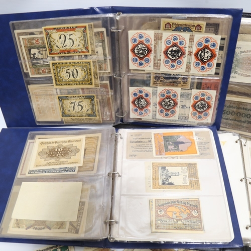 52 - 5 albums of German banknotes and Notgeld, including Empire, Reich and East German notes.