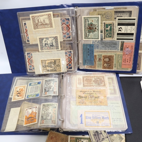 52 - 5 albums of German banknotes and Notgeld, including Empire, Reich and East German notes.