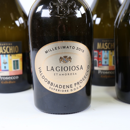 63 - 7 bottles of sparkling wine, 5 Maschio Prossecco Called'Oro DOC, 1 La Gioiosa vintage 2018 Prosecco ... 