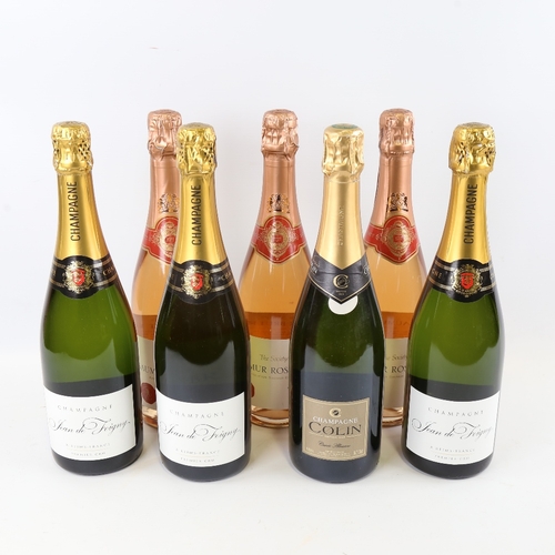 65 - 7 Bottles of sparkling wine,  4 Non Vintage Champagne and 3 Wine Society Samur Rose Brut.