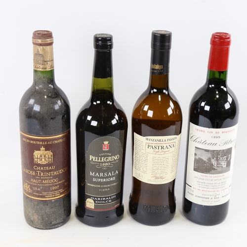 68 - 4 bottles of wine and fortified wine, 2 red Bordeaux, Chateau Pitray 1995, Chateau Larose-Trintaudon... 