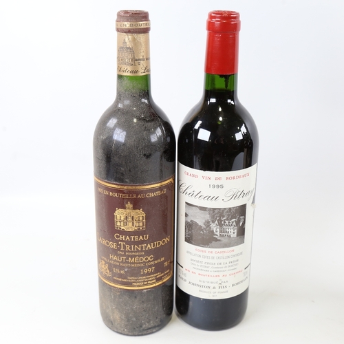 68 - 4 bottles of wine and fortified wine, 2 red Bordeaux, Chateau Pitray 1995, Chateau Larose-Trintaudon... 