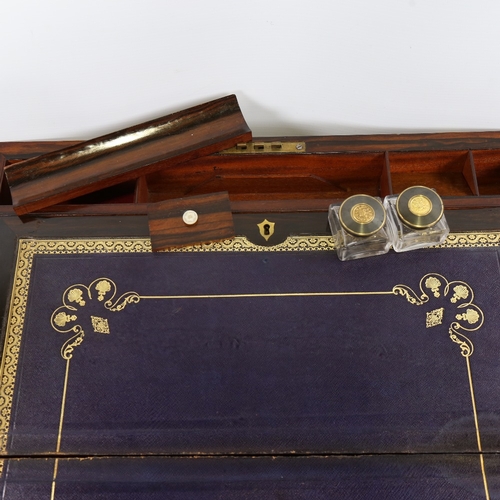 87 - A Victorian brass-bound mahogany writing slope, previously owned by Major General Bailey Ashmore, wh... 