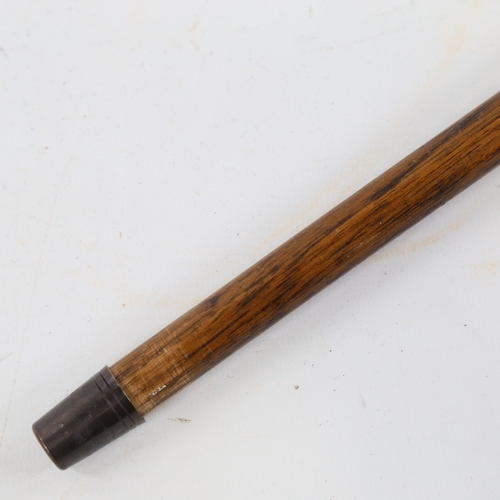 92 - A Victorian Sunday stick, combination walking cane/golf club, with ivory inlaid ebony head, length 7... 