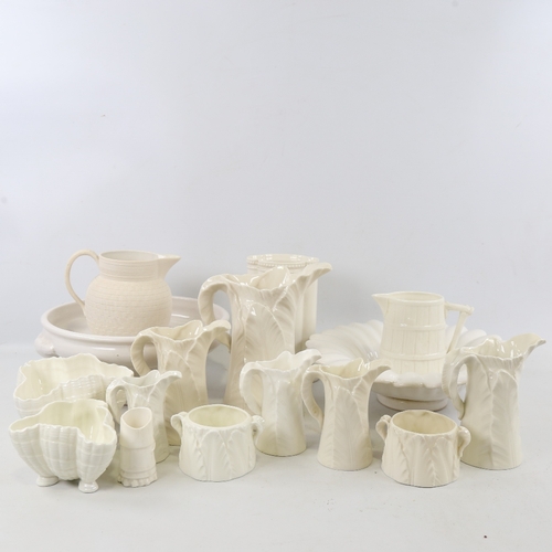 429 - A collection of white glaze ceramics, including a Wedgwood basketweave design jug, height 11.5cm, va... 