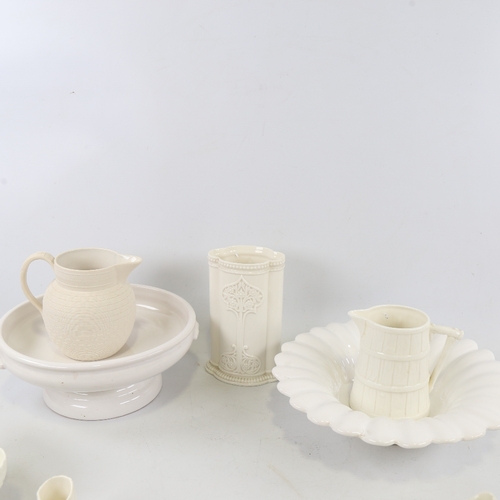 429 - A collection of white glaze ceramics, including a Wedgwood basketweave design jug, height 11.5cm, va... 