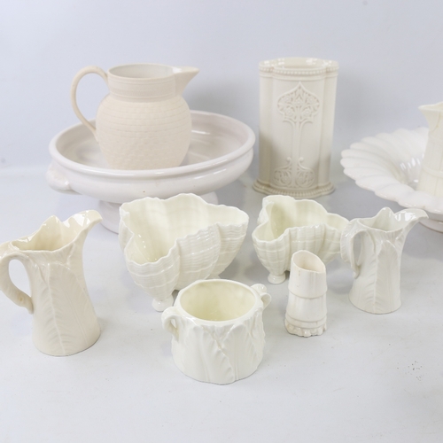 429 - A collection of white glaze ceramics, including a Wedgwood basketweave design jug, height 11.5cm, va... 