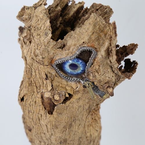 2201 - Chris Watson, Wood Beast, mixed media wood/composition on metal base, height 14.5