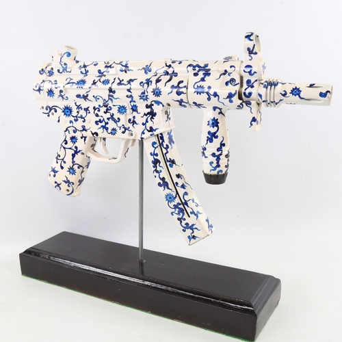 2203 - Chris Watson, Heckler and Koch MP5, plastic/paint on wood stand, length 16