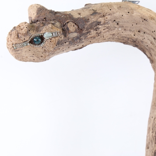 2205 - Chris Watson, wood beast, wood/metal composition on metal base, height 20.5