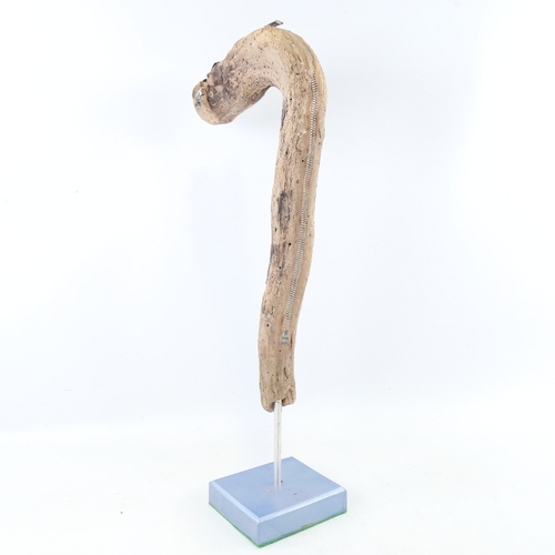 2205 - Chris Watson, wood beast, wood/metal composition on metal base, height 20.5