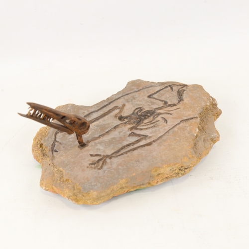 2207 - Chris Watson, Pterosaur, mixed media composition/stone, length 9