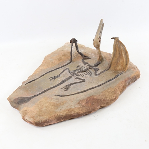 2211 - Chris Watson, Pterosaur, mixed media, stone/composition. length 14.5