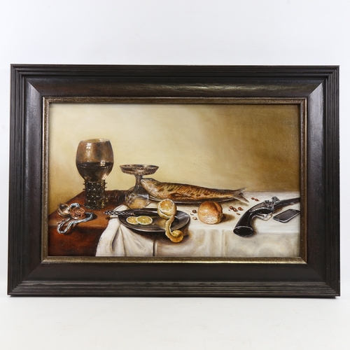 2213 - Chris Watson, still life with mobile phone, oil on wood panel, provenance: Panter & Hall London, ima... 