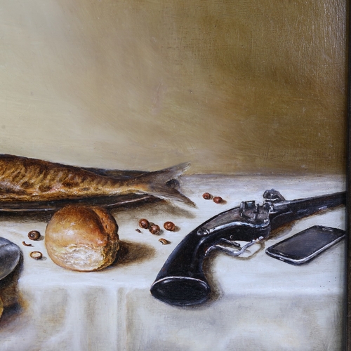 2213 - Chris Watson, still life with mobile phone, oil on wood panel, provenance: Panter & Hall London, ima... 