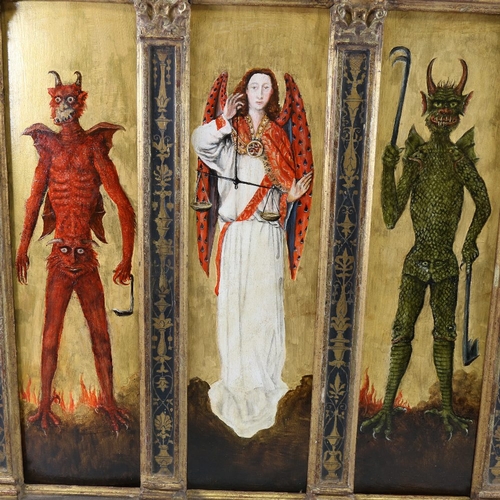 2217 - Chris Watson, Angels and Demons, series of 4 oils on wood panels mounted in a 19th century ornate bl... 