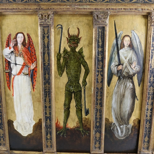 2217 - Chris Watson, Angels and Demons, series of 4 oils on wood panels mounted in a 19th century ornate bl... 