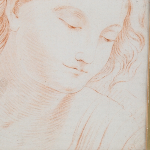 2223 - Old Master School, head portrait of a Classical woman, sanguine chalk on paper, unsigned, 10.5