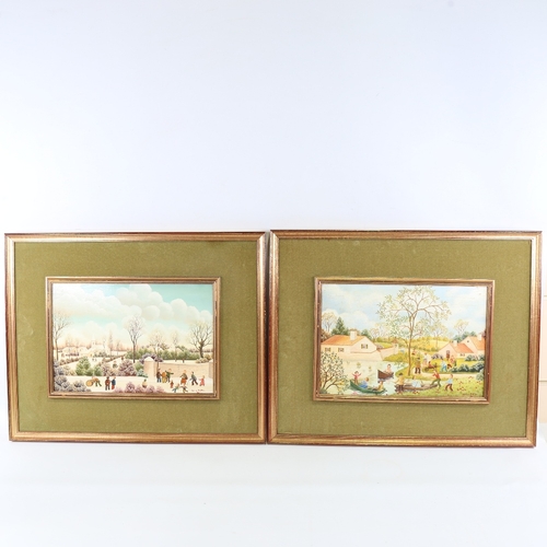 2229 - Christian La Motte, On The River and Le Tonneau, pair of oils on board, signed, 9.5