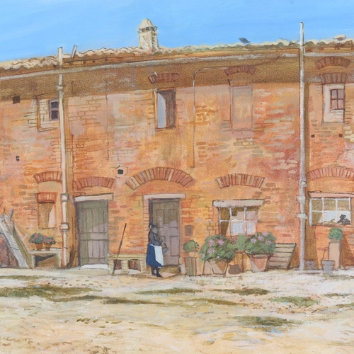 2232 - Richard Beer, a Continental courtyard, large scale oil on canvas, signed, 40