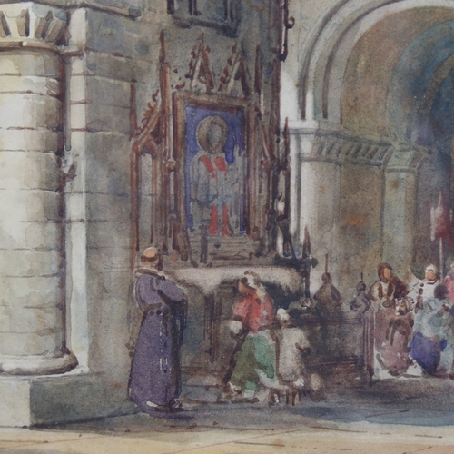 2236 - Alfred Edward Parkman (1852 - 1930), church interior scene, watercolour, signed with indistinct date... 