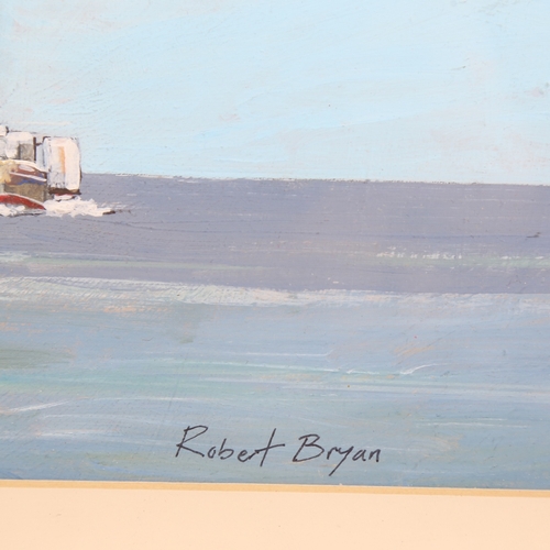 2245 - Robert Bryan, tall ship at sea, acrylic on board, signed, 15