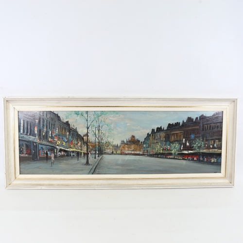 2247 - Mid-20th century oil on board, Parisian street scene, signed with initials LK, 12