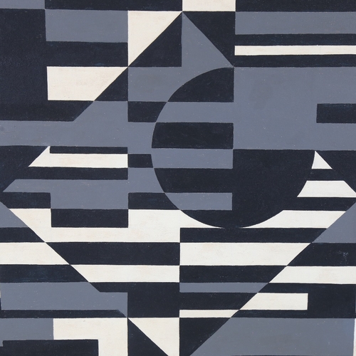 2248 - Contemporary oil on canvas, monochrome geometric composition, unsigned, 24