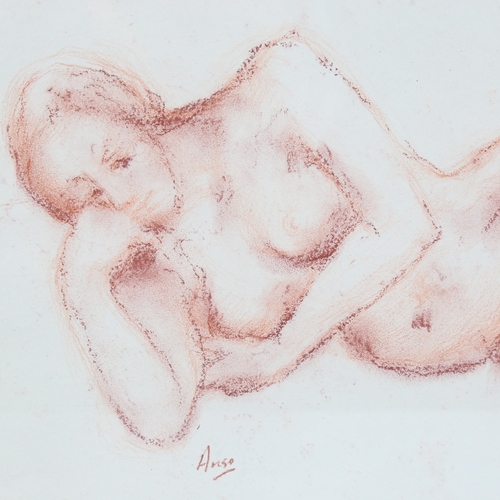 2254 - Anso, 3 charcoal/chalk on coloured paper, life studies, largest 27