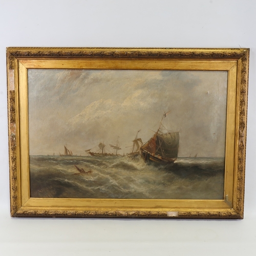 2257 - W Rogers, 19th century seascape, oil on canvas, signed, 19