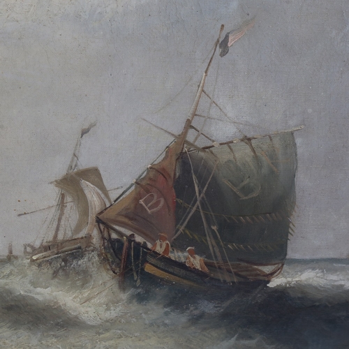 2257 - W Rogers, 19th century seascape, oil on canvas, signed, 19