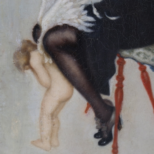 2260 - Attributed to Raphael Kirchner (1876 - 1917), Cupid in bondage, oil on canvas, thought to be a study... 