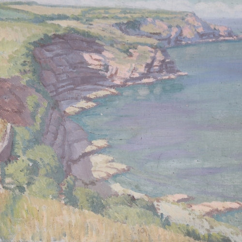 2263 - Circle of James Dickson Innes, coastal view, early 20th century unstretched oil on canvas, unsigned,... 