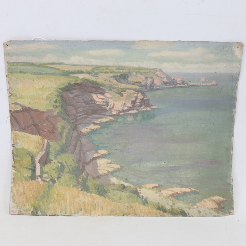 2263 - Circle of James Dickson Innes, coastal view, early 20th century unstretched oil on canvas, unsigned,... 