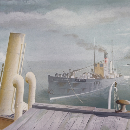 2270 - Felix Kelly, Drifter and Paddle Steamers, original School print, circa 1940s, sheet size 19.5