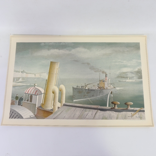 2270 - Felix Kelly, Drifter and Paddle Steamers, original School print, circa 1940s, sheet size 19.5