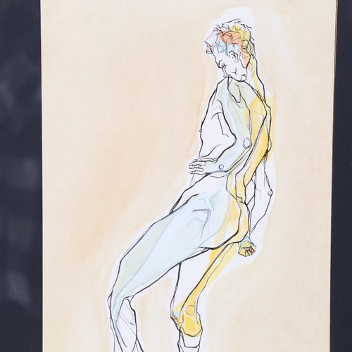 2274 - Ink/watercolour on paper, figure study, signed with monogram, 13