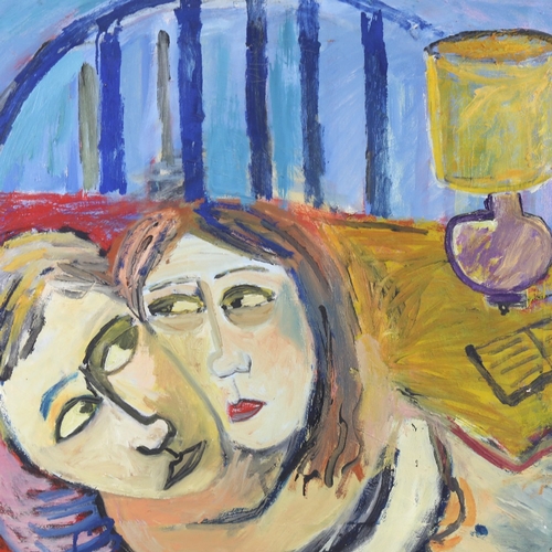 2276 - Louise McLaren, the lovers, oil on canvas, artist's label verso, dated 1990, 23