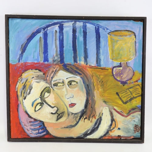 2276 - Louise McLaren, the lovers, oil on canvas, artist's label verso, dated 1990, 23